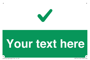 Custom green background, green tick sign